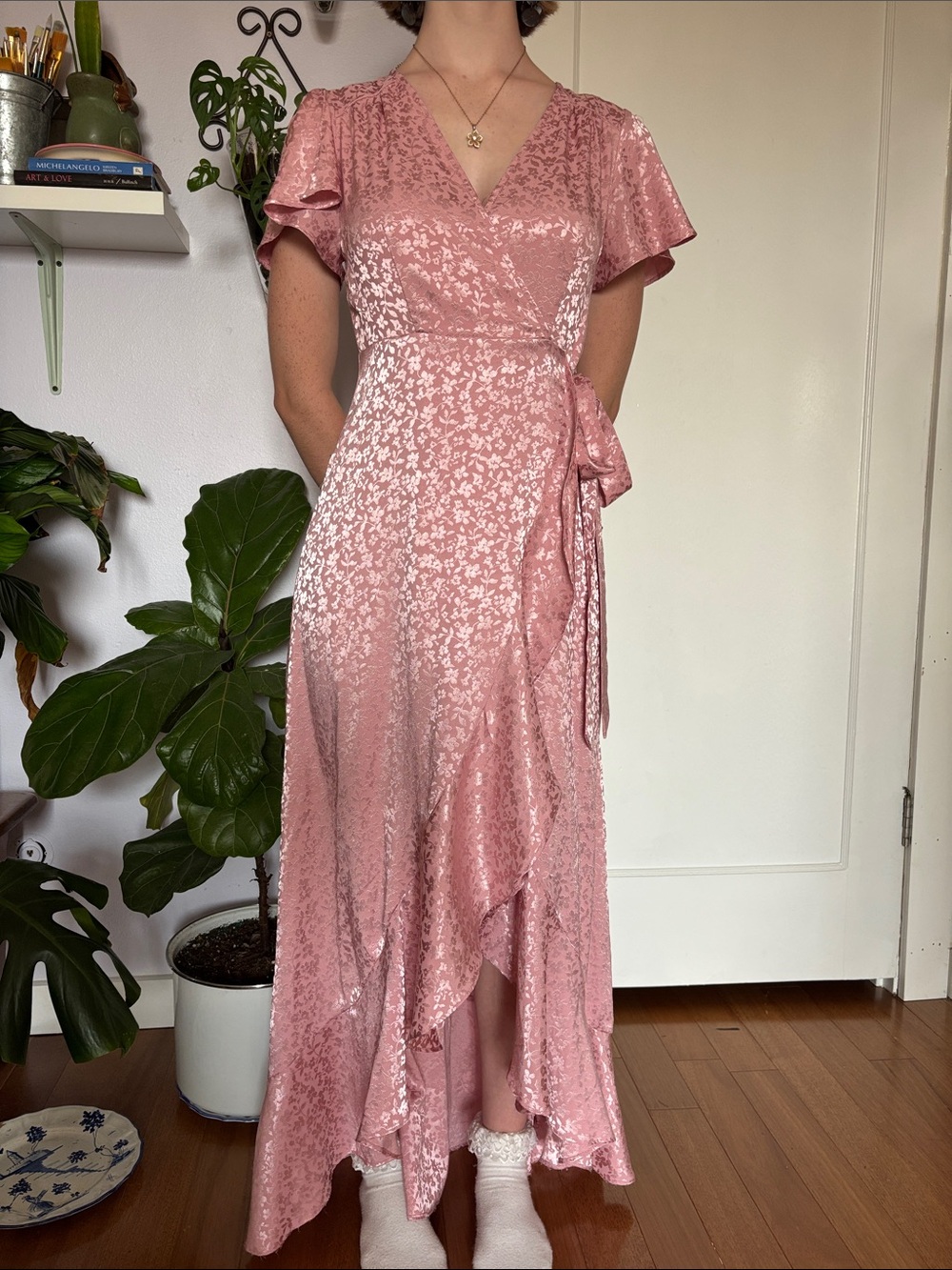Altar'd State Dusty Rose Wrap High-Low Dress